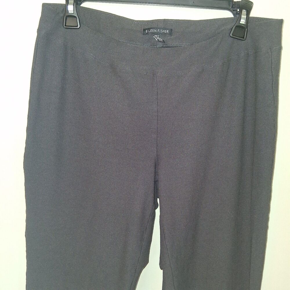 Eileen Fisher Stretch Crepe Pull On Pants Charcoal Gray/Grey M Minimalist Office - Picture 3 of 11